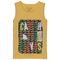 Status Quo Boys Yellow Printed T-shirt-image-37