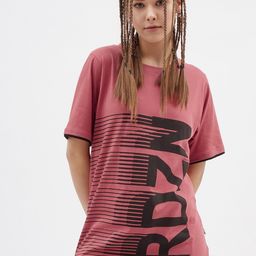 Rodzen Women Pink & Black Typography Printed Loose Cotton T-shirt-image-51