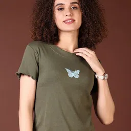 V-Mart Women Self Design Round Neck Cotton T-shirt-image-22