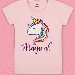 Kids Ville Girls Pink Unicron Printed T-shirt-image-66