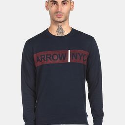 Arrow Sport Men Navy Blue Printed Round Neck Sweatshirt-image-48