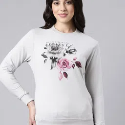 DIXCY SCOTT Slimz Floral Printed Cotton Round Neck Pullover Sweatshirt-51