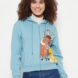 Madame Graphic Printed Cotton Hooded Front-Open Sweatshirt-13