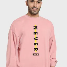 Bewakoof Never Mind Typography Oversized Printed Fleece Sweatshirt-picture-5