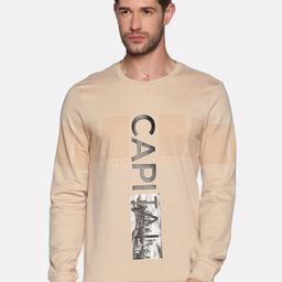 SHOWOFF Men Beige Printed Round Neck Sweatshirt-image-90