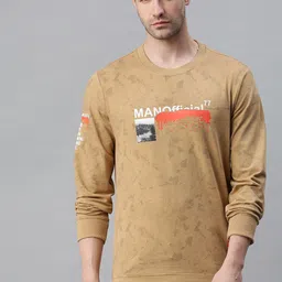 SHOWOFF Men Beige Printed Cotton Sweatshirt-image-64