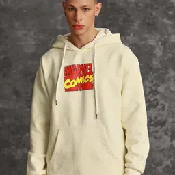 Bonkers Corner Off White Marvel Comic Printed Hooded Cotton Sweatshirt-image-48