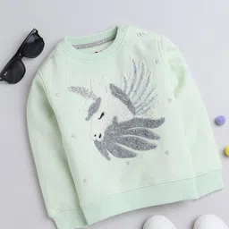 Yellow Apple Girls Graphic Embroidered Woollen Pullover Sweatshirt-48