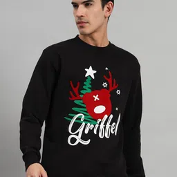 GRIFFEL Typography Printed Fleece Pullover Sweatshirt-image-32