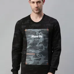 SHOWOFF Men Black Printed Cotton Sweatshirt-image-33