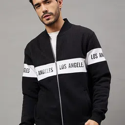 Club York Typography Printed Mock Collar Fleece Sweatshirt-image-49