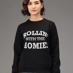 Kotty Women Black Printed Fleece Sweatshirt-image-46