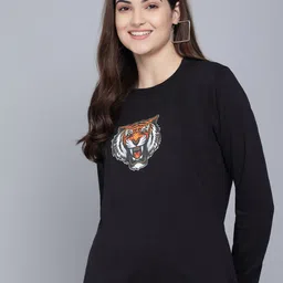 Kotty Women Black Tiger Printed Sweatshirt-picture-10