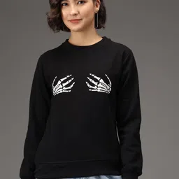 Kotty Women Black Printed Sweatshirt-picture-3