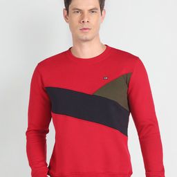 Arrow Sport Colourblocked Round Neck Long Sleeves Ribbed Hem Pullover Sweatshirt-picture-39
