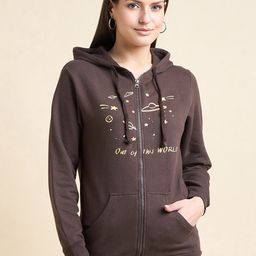 ETC Brown Printed Hooded Sweatshirt-image-0