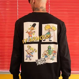Bonkers Corner Black Typography Printed Drop-Shoulder Sleeves Cotton Sweatshirt-picture-51