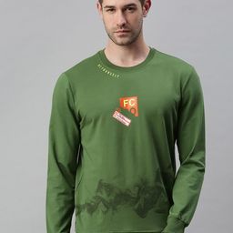 SHOWOFF Men Green Printed Cotton Sweatshirt-image-43