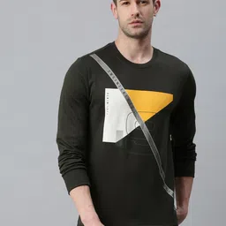 SHOWOFF Men Olive Green Printed Sweatshirt-image-58