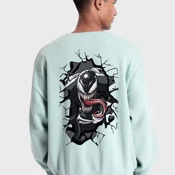 Bewakoof Sea Green Marvel Printed Fleece Oversized Sweatshirt-picture-21