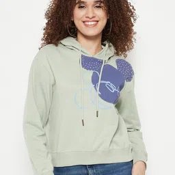 Madame Mickey Mouse Printed Hooded Cotton Pullover-image-33