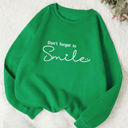 Kotty Green Typographic Printed Fleece Sweatshirt-24