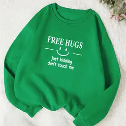 Kotty Green Typography Printed Fleece Pullover-picture-15