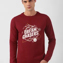 PETER ENGLAND UNIVERSITY Men Maroon Printed Sweatshirt-picture-49