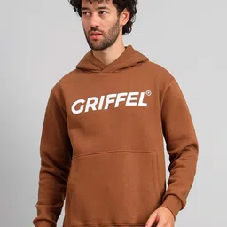 GRIFFEL Typography Printed Hooded Pullover Fleece Sweatshirt-picture-6