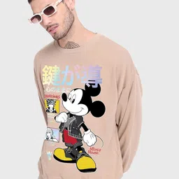 Bewakoof Brown Mickey Printed Fleece Sweatshirt-image-44