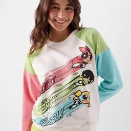 The Souled Store White Powerpuff Girls Printed Round Neck Long Sleeves Pullover Sweatshirt-image-44
