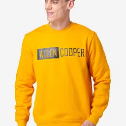 Allen Cooper Men Orange & Grey Brand Logo Printed Cotton Sweatshirt-image-90