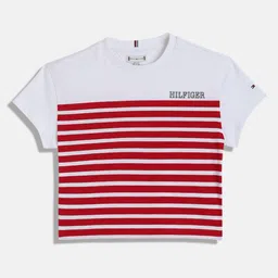 Tommy Hilfiger Girls Striped Round Neck Cotton T-shirt-image-68
