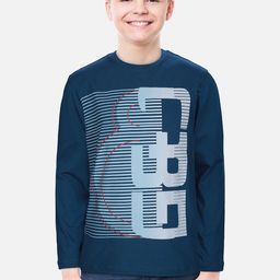 Gini and Jony Kids-Boys Teal Typography Striped T-shirt-picture-29