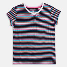 Pantaloons Junior Girls Black & Pink Striped Cotton T-shirt-image-52