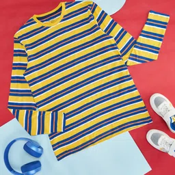 Pantaloons Junior Boys Striped Round Neck Cotton T-shirt-image-19