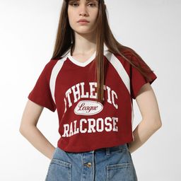 ONLY Onldowntown Varsity Printed Raglan Sleeves Pure Cotton Boxy Crop T-shirt-image-10