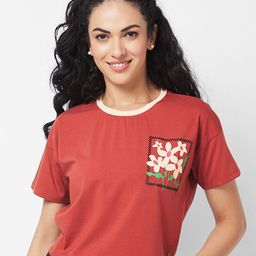 SPYKAR Self Design Round Neck Cotton Pocket Boxy T-shirt-image-58