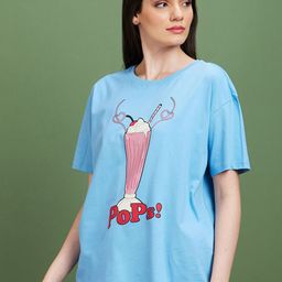 Globus Blue Humour and Comic Printed Round Neck Drop-Shoulder Sleeves Boxy Cotton T-shirt-image-26