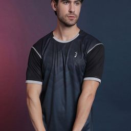 Campus Sutra Men Black Dri-FIT Applique Running T-shirt-image-32
