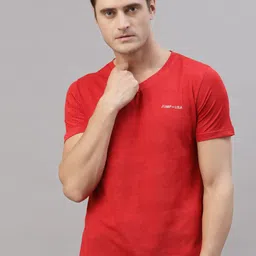 JUMP USA Men Red V-Neck T-shirt-image-73