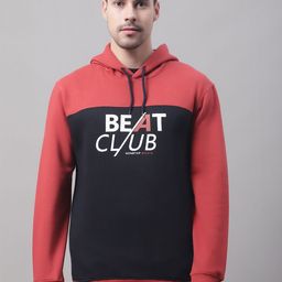 Cantabil Men Colourblocked Hooded Fleece Pullover Sweatshirt-picture-49