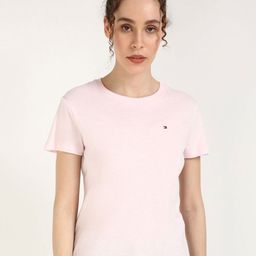 Tommy Hilfiger Women SLUB C-NK SS Solid Round Neck Cotton T-shirt-image-62