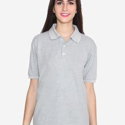 TEEMOODS Women Grey Polo Collar Outdoor T-shirt-image-25