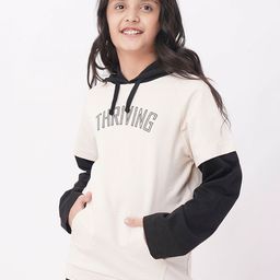 edheads Girls Beige Printed Hooded Cotton Long Sleeves Sweatshirt-14