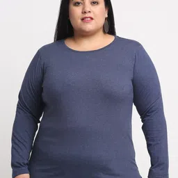 plusS Women Plus Size Navy Blue T-shirt-image-14