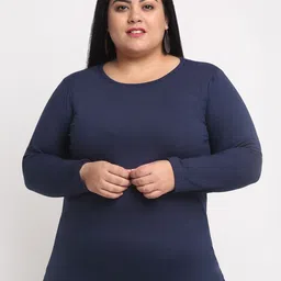plusS Women Plus Size Navy Blue T-shirt-image-13