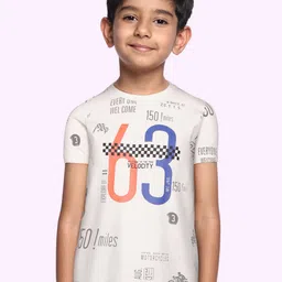 Monte Carlo Boys Off White & Blue Pure Cotton Typography Print T-shirt-image-25