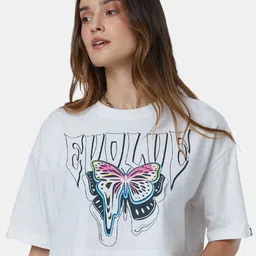 The Souled Store Women White Printed Boxy Cotton Oversized T-shirt-image-62