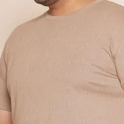 John Pride Plus Size Self Design Pure Cotton T-shirt image 2